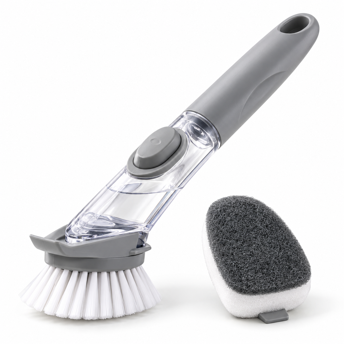 Soap-Dispensing Dishwashing Brush with Scrub Sponge Refill | Kitchen Cleaning Tool